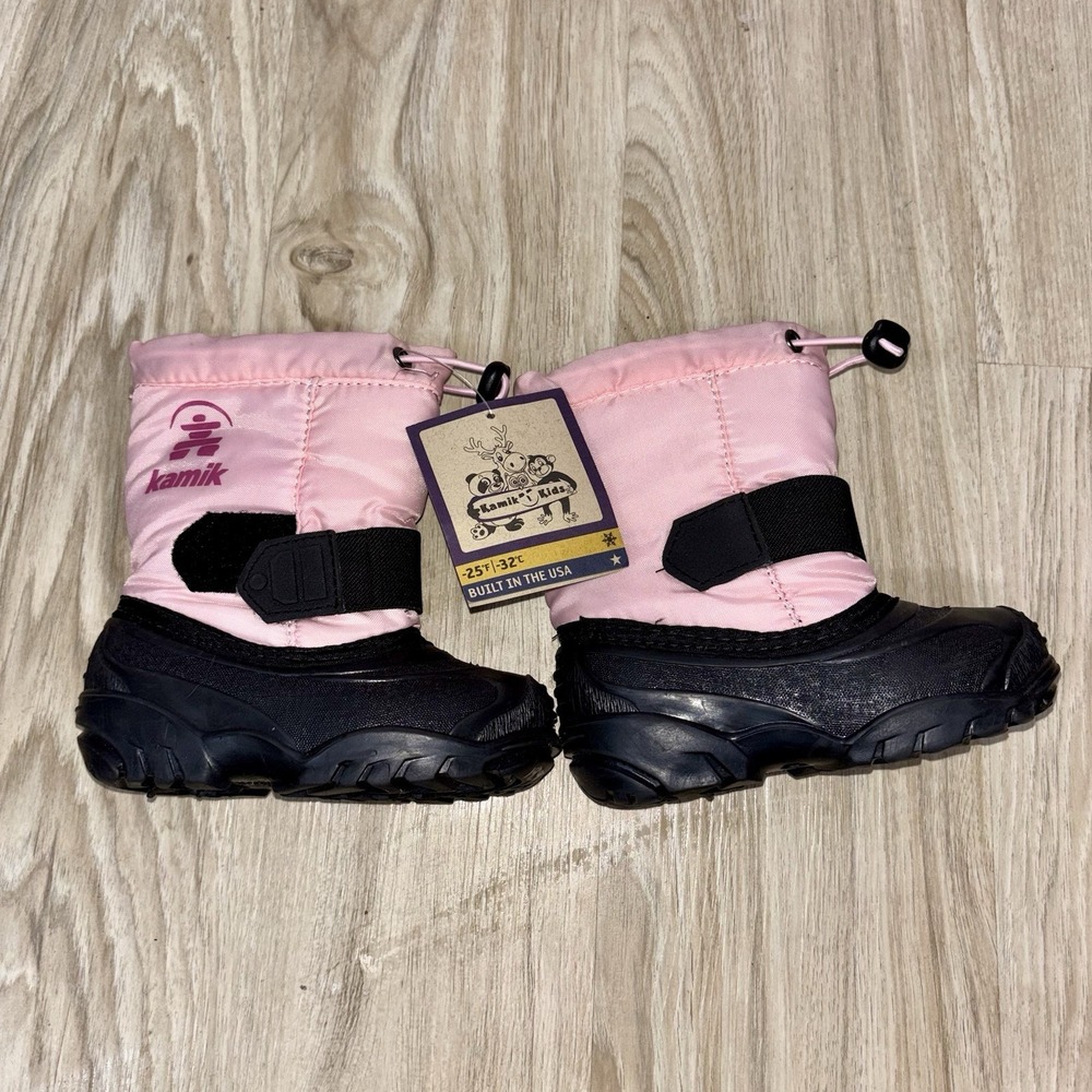 Kamik Kids Pink Waterproof Winter Snow Boots Insulated Size 8